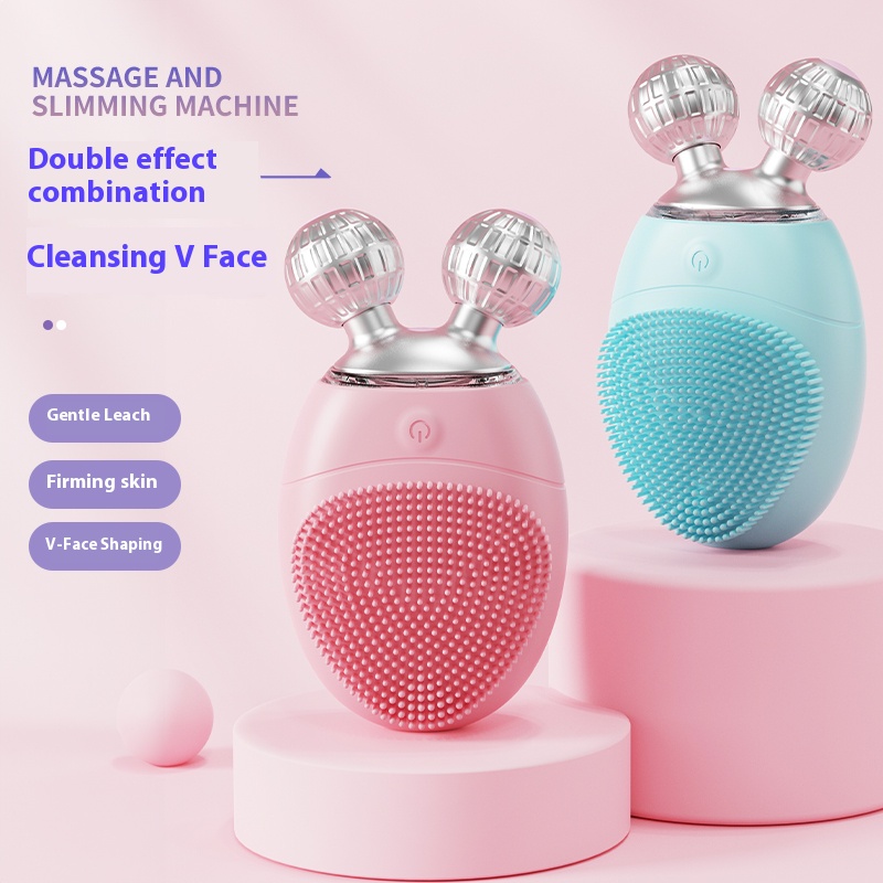 3-in-1 Electric Facial Massager Cleaning Tool Soft Silicone Exfoliating Face Scrubber Cleansing Brush for Wrinkles and Lifting