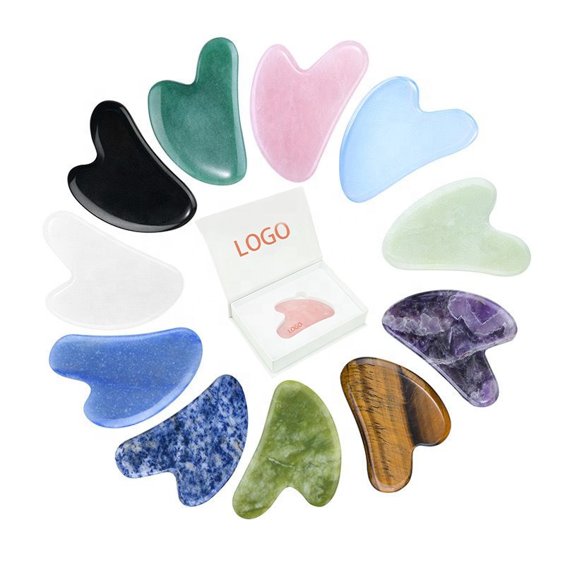 Wholesale Scrapping Face Jade Massager Facial Tool Rose Quartz Gua Sha Stone Anti-aging Face Lift Skin Tightening for