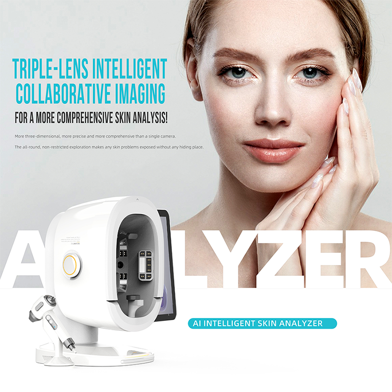 Newest Portable 3d Skin Analysis Machine Smart Ai Face Scanner One Click Skin Analyzer With 3 Cameras