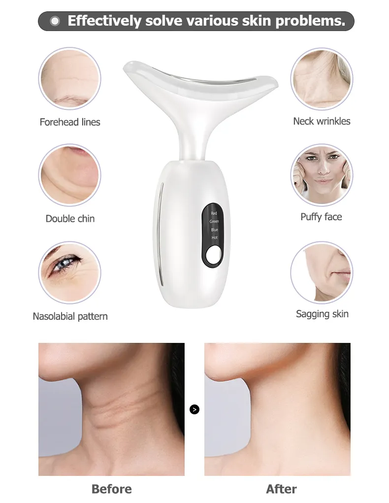 RF EMS LED Electric Neck Beauty Facial Massager