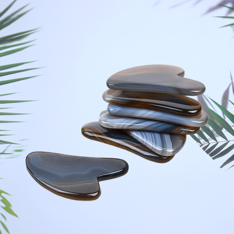 Premium Grey Agate Jade Roller Blank Label Body Massage Tool with Gua Sha Comb Anti-Rides Face Sculpting Tool