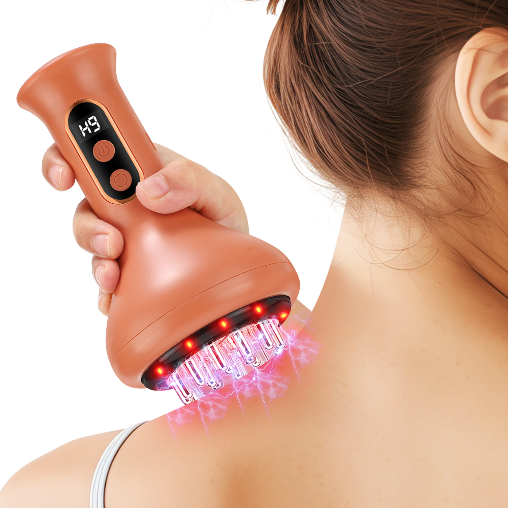 Electric GuaSha Lymphatic Drainage Heating Microcurrent Meridian Massage Brush Anti Cellulite Massager For Body Slimming Device