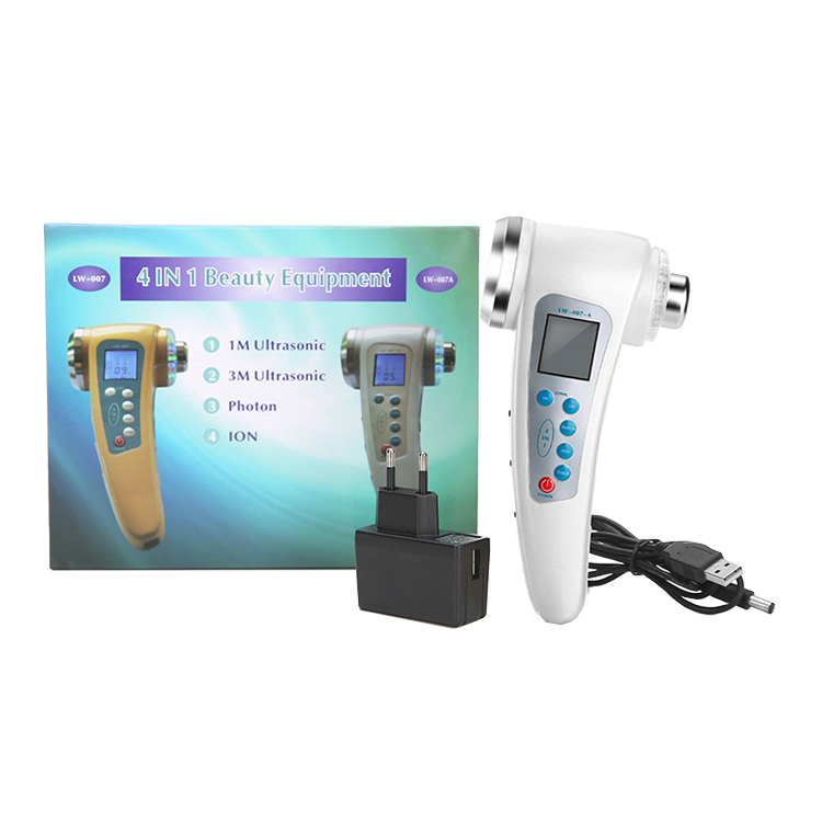 Portable Photon LED Light Therapy 1MHz 3 MHz Ultrasonic Facial Massager for Wrinkle Removal