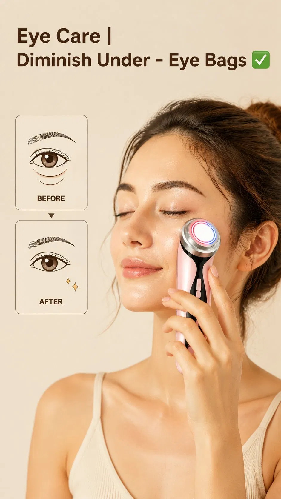 Compact Pink Portable USB Rechargeable Face Neck Lifting Massage Handheld Beauty Device