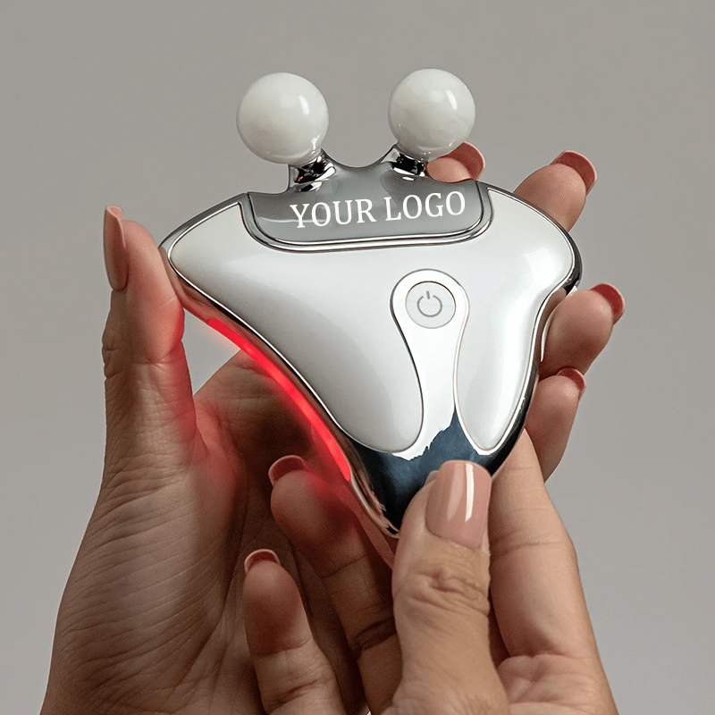 EMS Gua Sha White Jade Facial Massager Portable SPA-Grade Tool for Body LED Vibration Heating Skin Rejuvenation