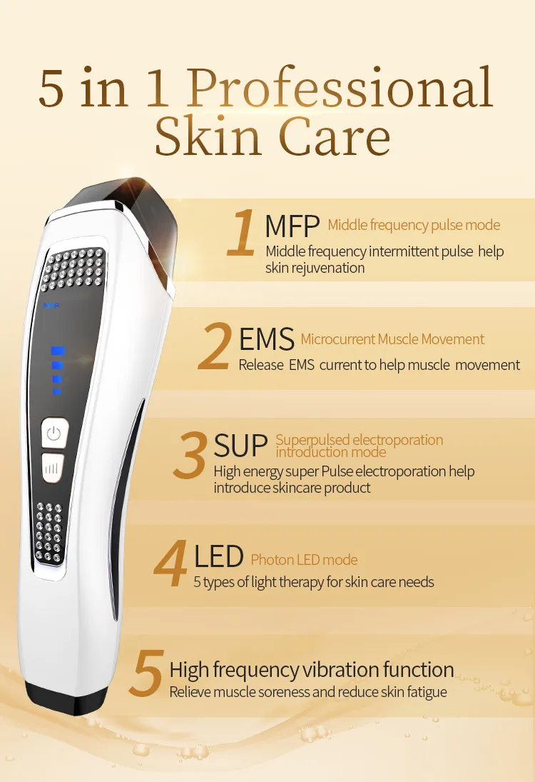Hot Sales Home Use Micro-Current Firming LED Therapy Anti-Wrinkle Facial Beauty Massager