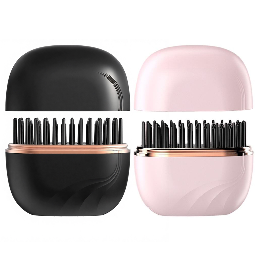 Cordless Mini Hair Straightener Brush Rechargeable Portable Hair Straightener Brush Fast Heating Hot Comb 3-Speed Temperature
