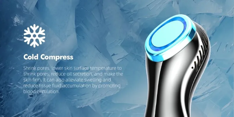2026 Latest Multifunctional Beauty Massager RF EMS with Red/Blue Light Hot and Cold Function for Facial Beauty with Base Design for Facial Lifting OEM Service