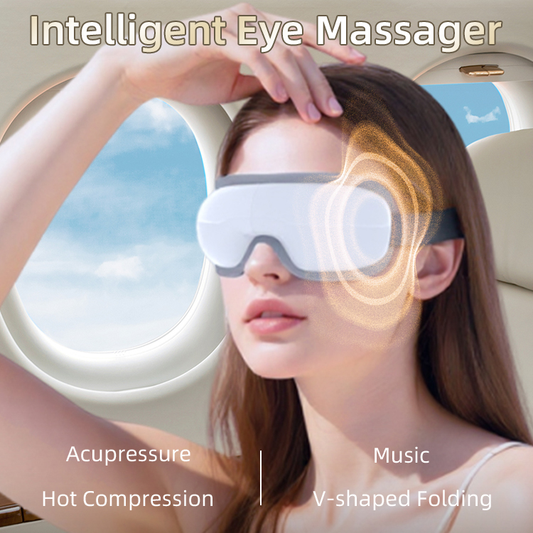 Foldable Eye Massager Air Pressure Eye Massager with Heat Compress Eye Care Sleep Mask with Music for Gifts