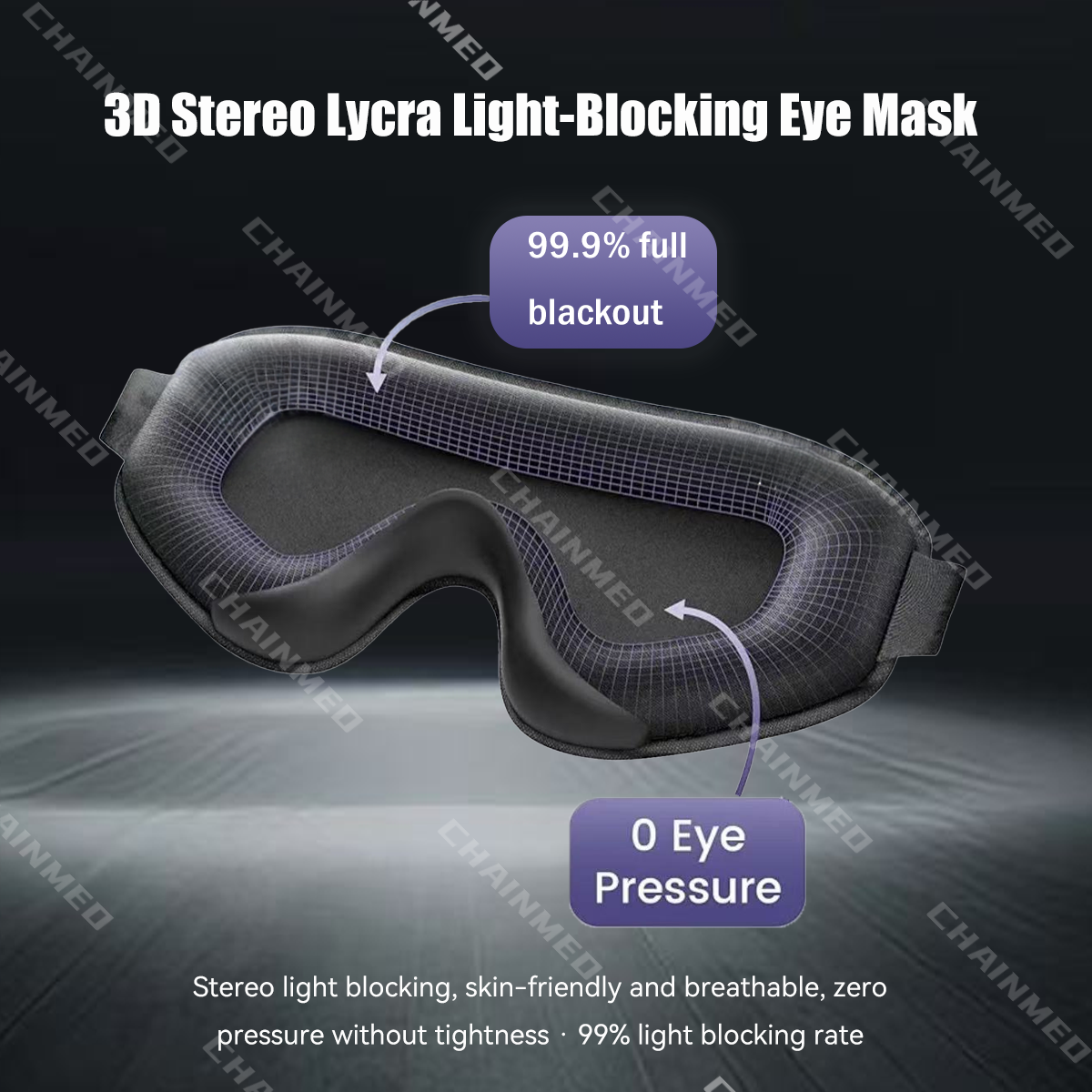CM Unisex Adjustable 3D Sleep Eye Mask Healthycare Supply Memory Foam Blackout Travel Sleeping Eye Cover With Logo Printed
