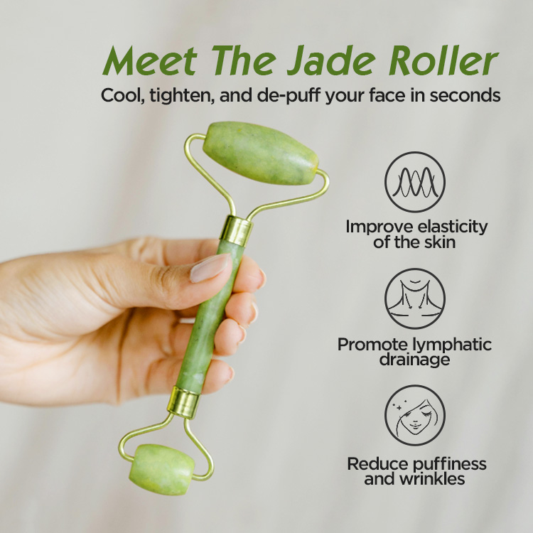 Wholesale Natural Stone Head Neck Spa Massager Jade Facial Massage Roller and Guasha Set Green Jade Roller Gua Sha