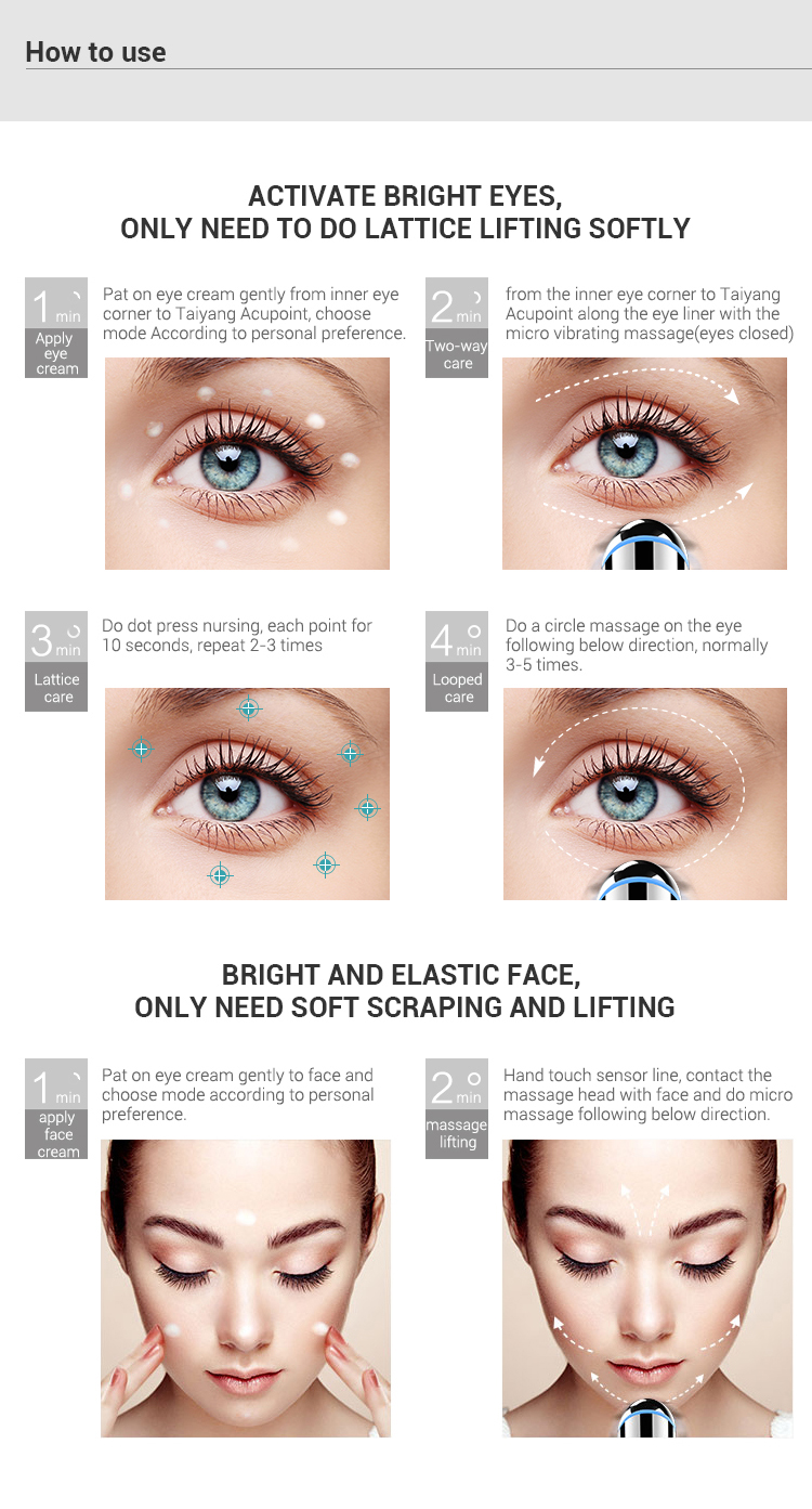 Ms.W Face Lifting Massage Lip &amp; Eyes Beauty Eye Wrinkle Remover Microcurrent Eye Toning Device