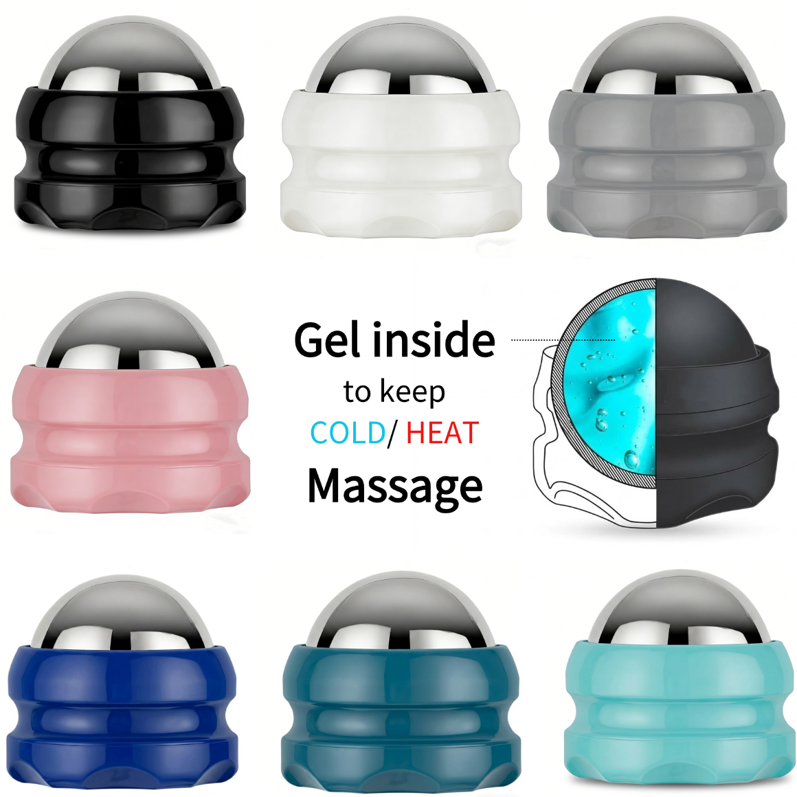 Stainless Steel 2in1 Facial Massage Ball for Face Body &amp; Foot Skin Tightening &amp; Anti-Aging Enhances Serum Absorption