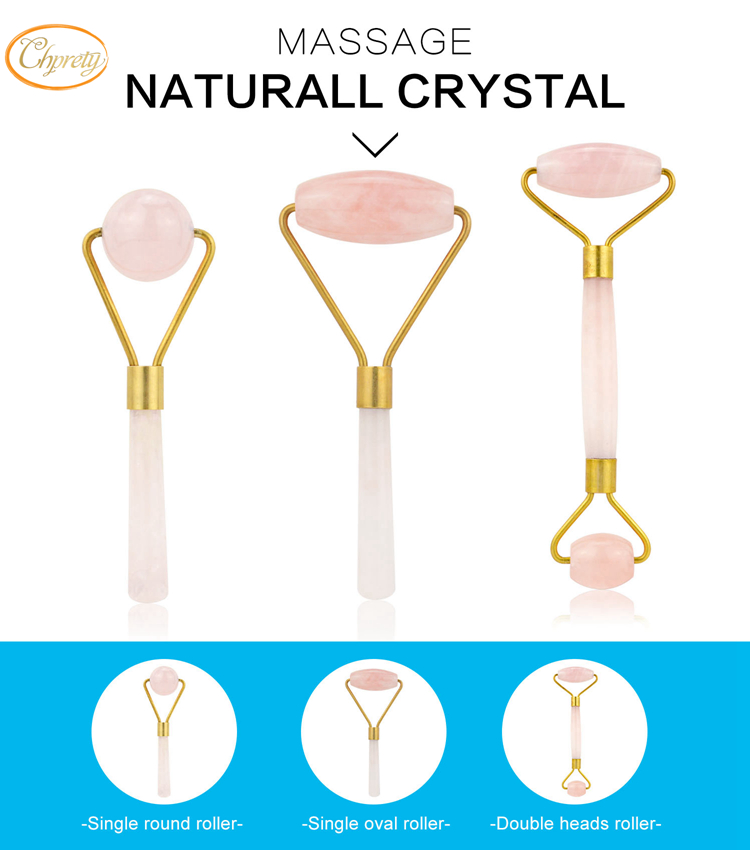 Portable Rose Quartz Facial and Body Crystal Stone Massager Portable Jade Roller for Skin Rejuvenation and Wrinkle Removal