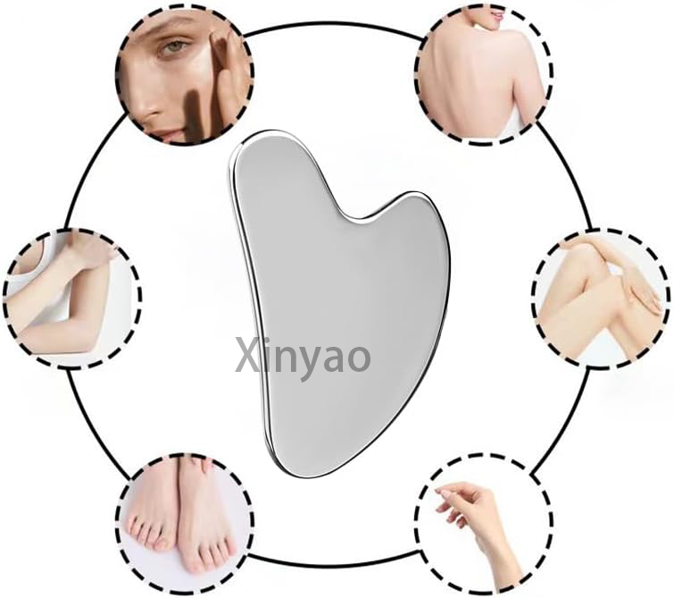 Custom Logo Stainless Steel Gua Sha Facial Posture Tools Face Sculpting Jawline Shaper Double Chin Reducer Lymphatic Drainage