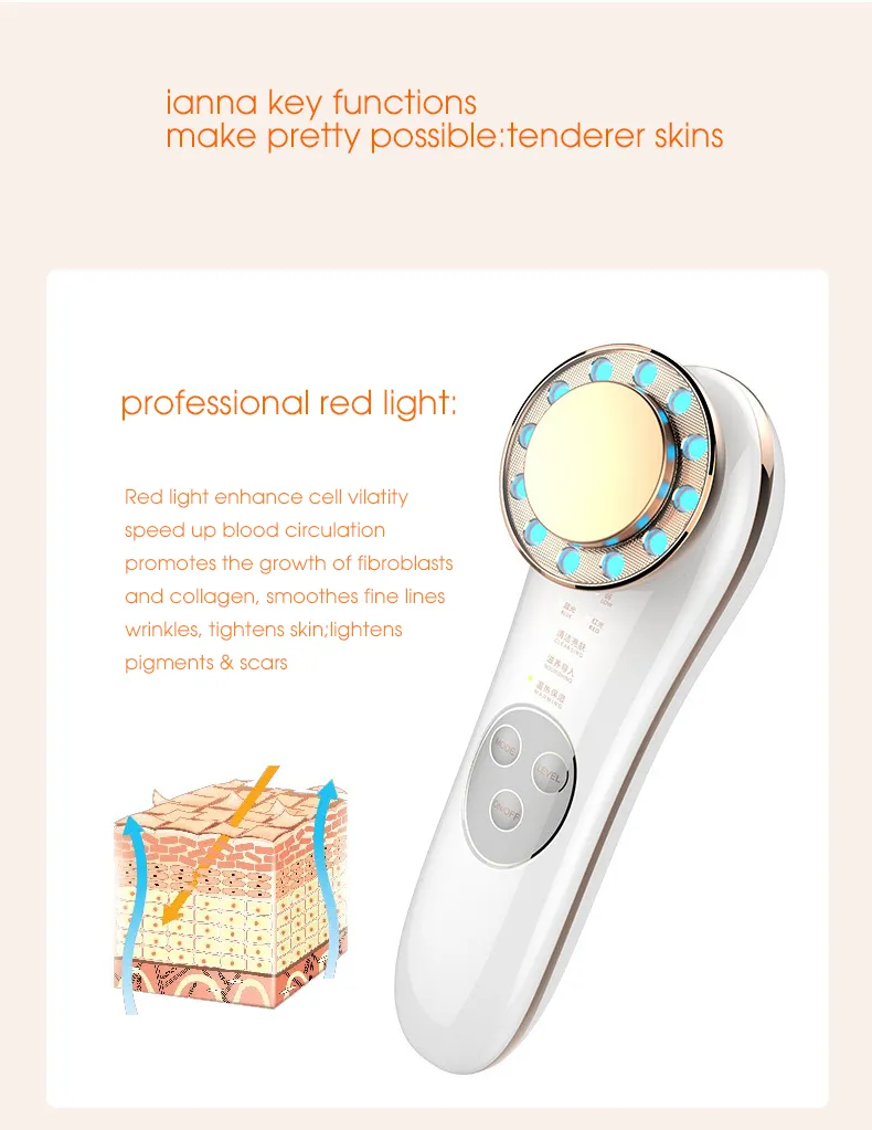 RF Photon Therapy Multifunctional Anti Aging Wrinkle Remover Massage Electric Beauty Instrument Face Facial Ultrasonic Massager