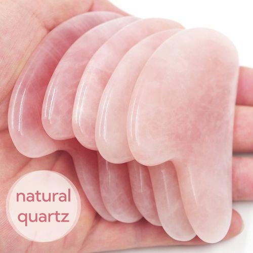 Mushang Rose Quartz Natural Jade Stone Facial Massager Gua Sha Tool Double Rollers for Face Neck Massage Anti-Aging Slimming