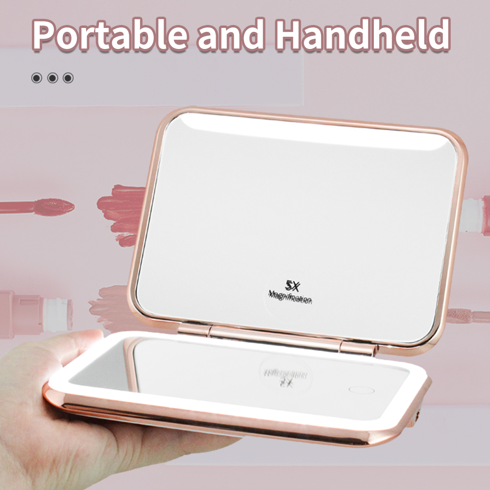 2026 Charging Treasure Makeup Mirror Power Bank Led Compact Mirror