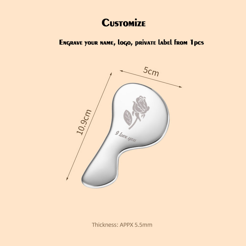 Free Private Label Body Guasha Massage Tool Facial Spatula 304 Stainless Steel Customized Gua Sha Face Massager Tool