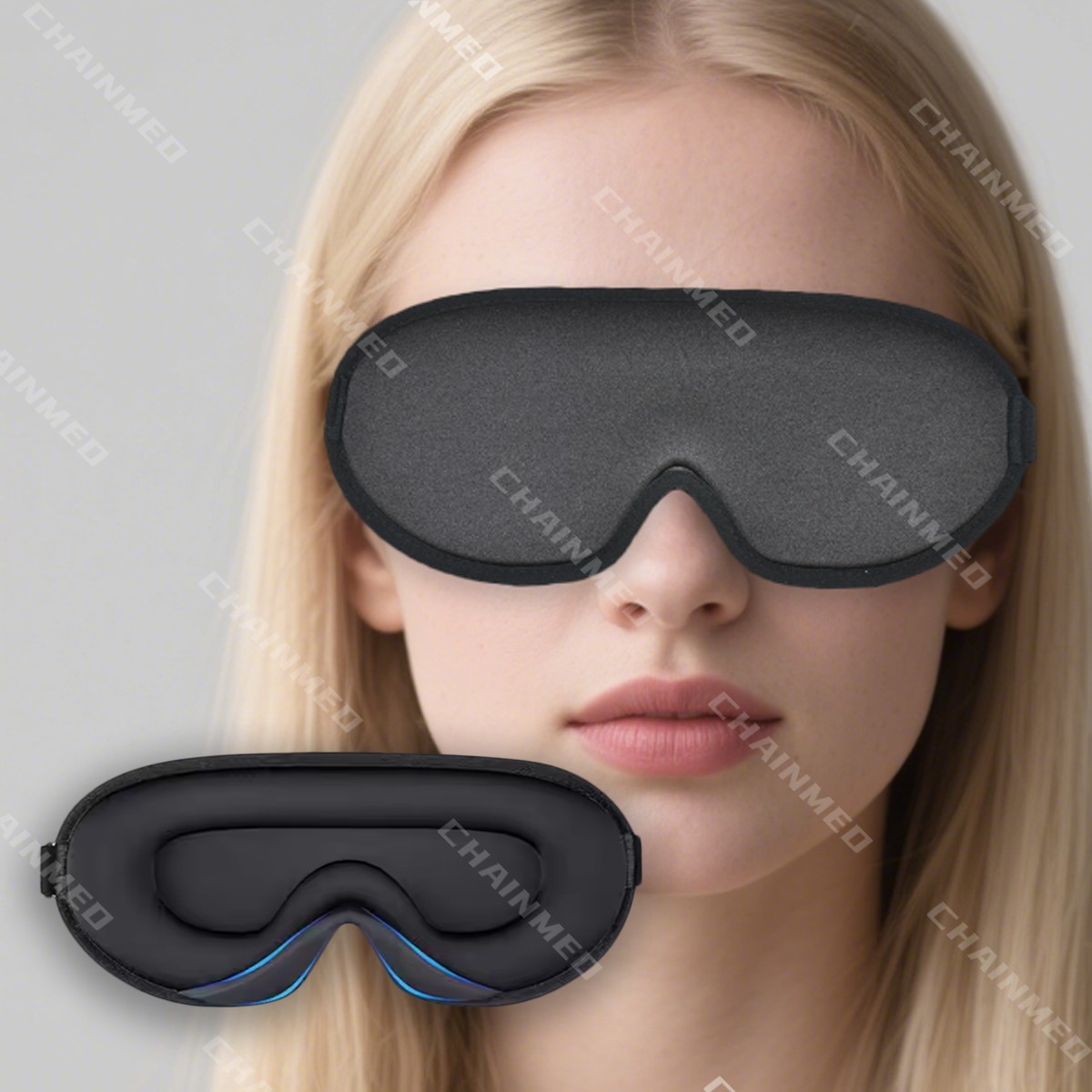 CM Unisex Adjustable 3D Sleep Eye Mask Healthycare Supply Memory Foam Blackout Travel Sleeping Eye Cover With Logo Printed
