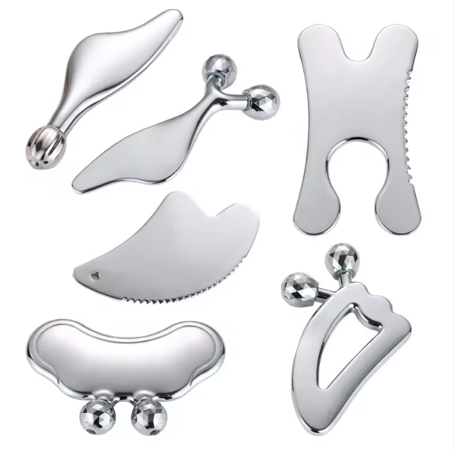 High Quality 304 Stainless Steel Guasha Tool Heart-Shaped 3mm Face Massage Tool With Online Technical Support Silver Color