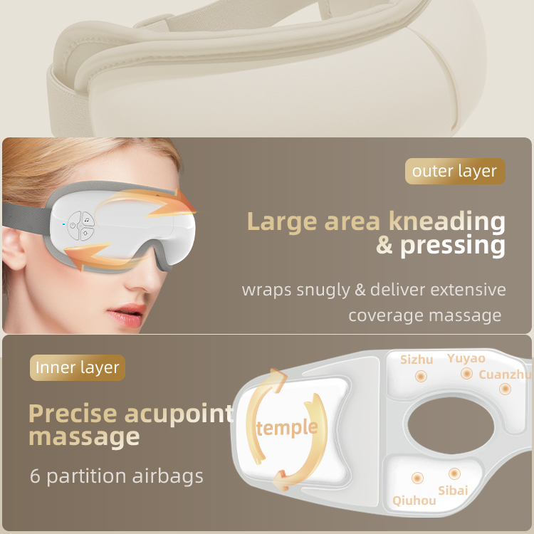 Foldable Design Smart Heated Vibrate Eye Care Massager with Air Compression Eye Mask Bluetooth Music for Gifts Reduce Eye Strain