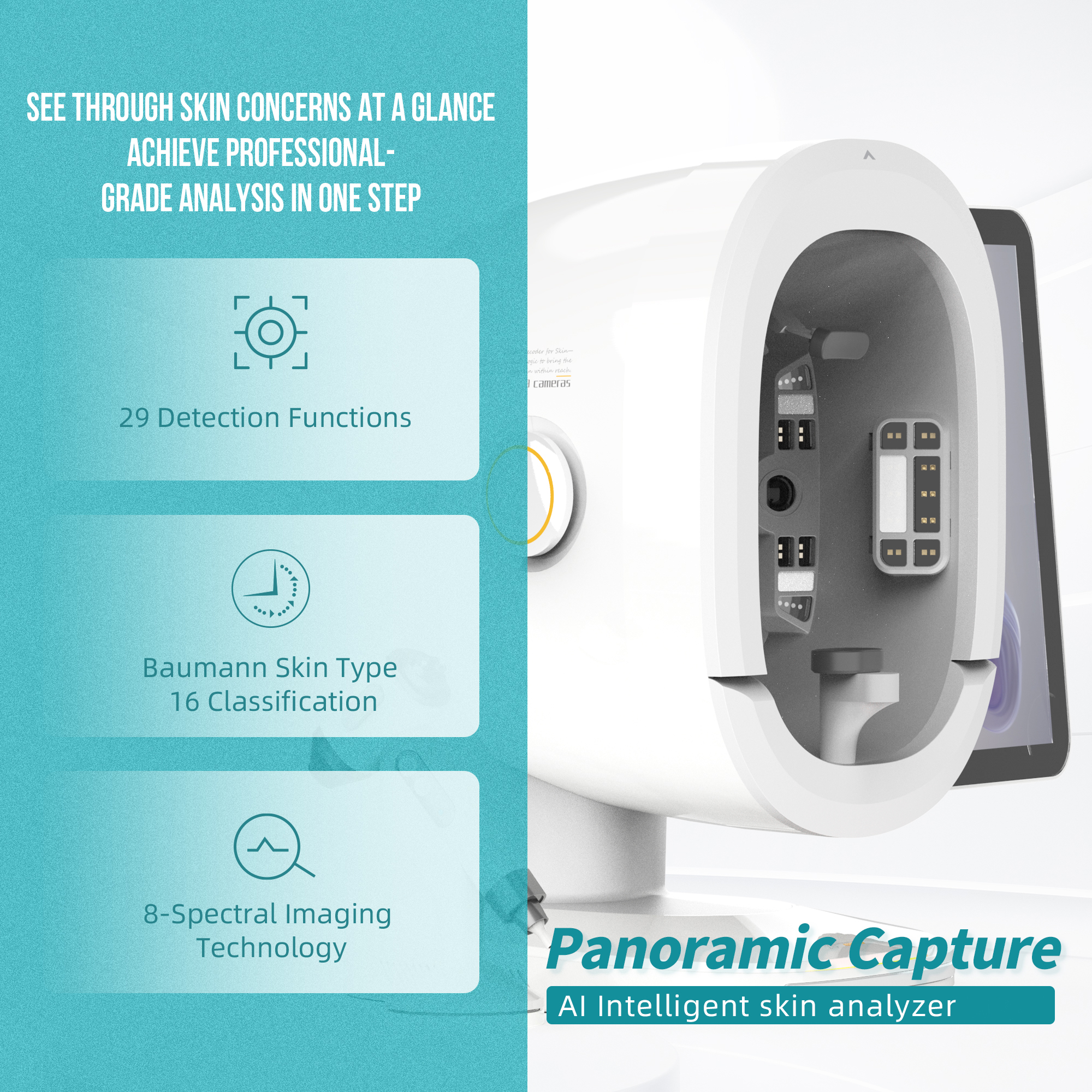 Newest Portable 3d Skin Analysis Machine Smart Ai Face Scanner One Click Skin Analyzer With 3 Cameras