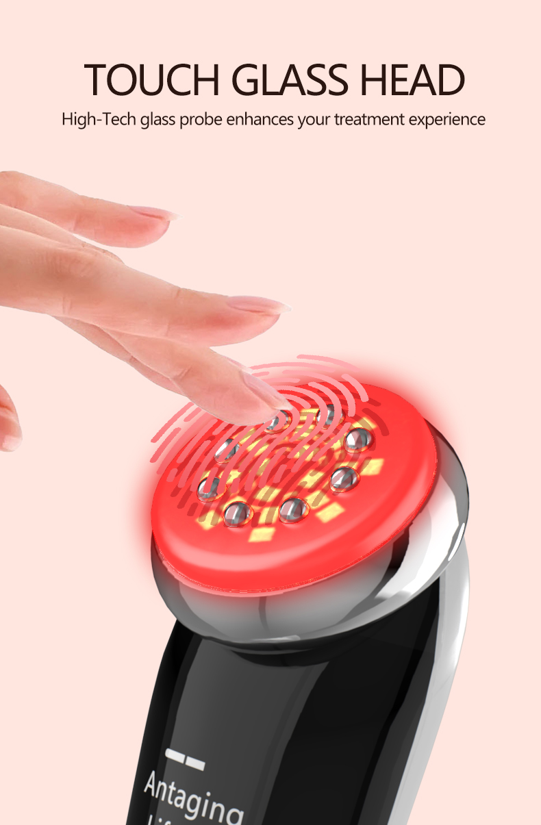 Portable Multifunctional Heating Cooling Facial Equipment LED Light Therapy RF Face Lifting EMS Anti-aging Face Massage