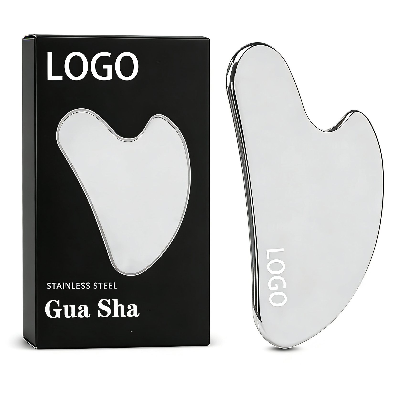 Custom Logo Stainless Steel Gua Sha Facial Posture Tools Face Sculpting Jawline Shaper Double Chin Reducer Lymphatic Drainage