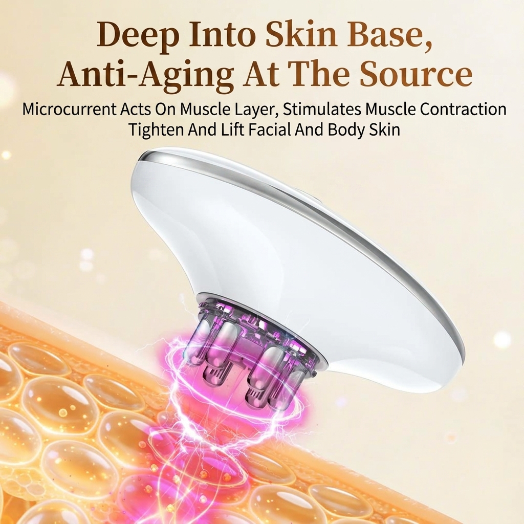 Portable 4-in-1 Microcurrent Facial Massager, Body Care Device for V-Line Contouring, Skin Elasticity &amp; Youthful Radiance