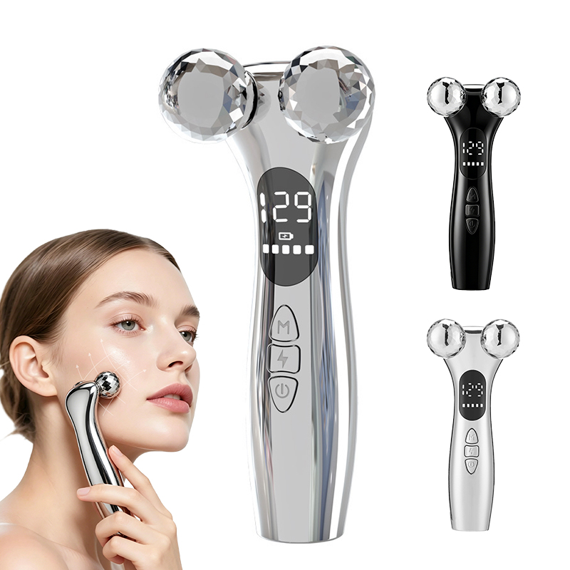 Double Roller Face Massager ABS &amp; Stainless Steel Electric Skin Tightening V Face Lifting Device Portable 12 Modes Facial Device