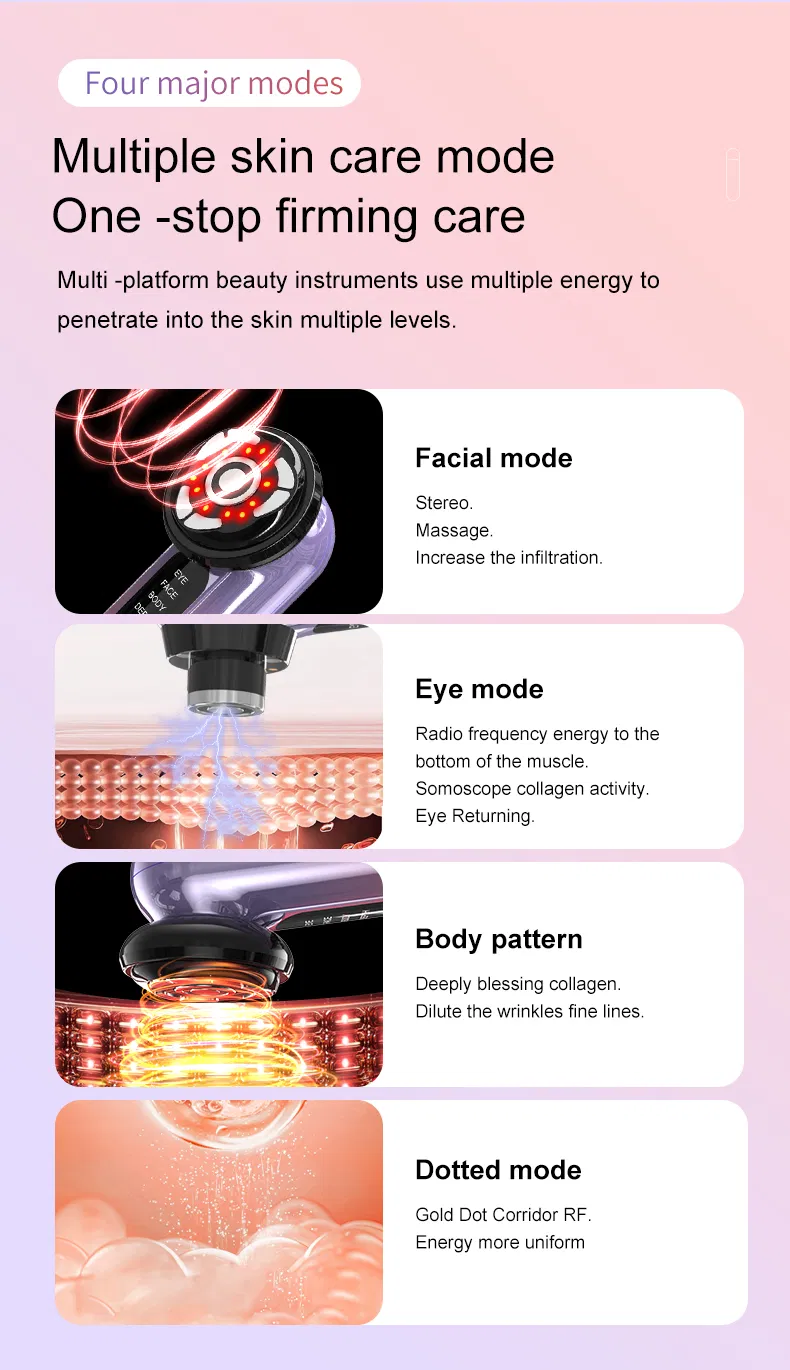 EMS RF LED Beauty Handheld Massage Tightening Anti Aging Wrinkle Two Head Facial Massager Image 5