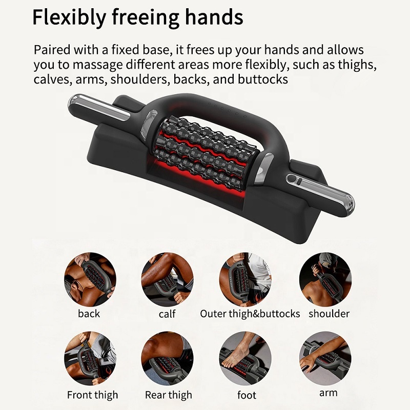 Rechargeable Rotating Rolling Massage Stick with Redlight Lymphatic Drainage Massage Deep Tissue Vibration Roller Massager