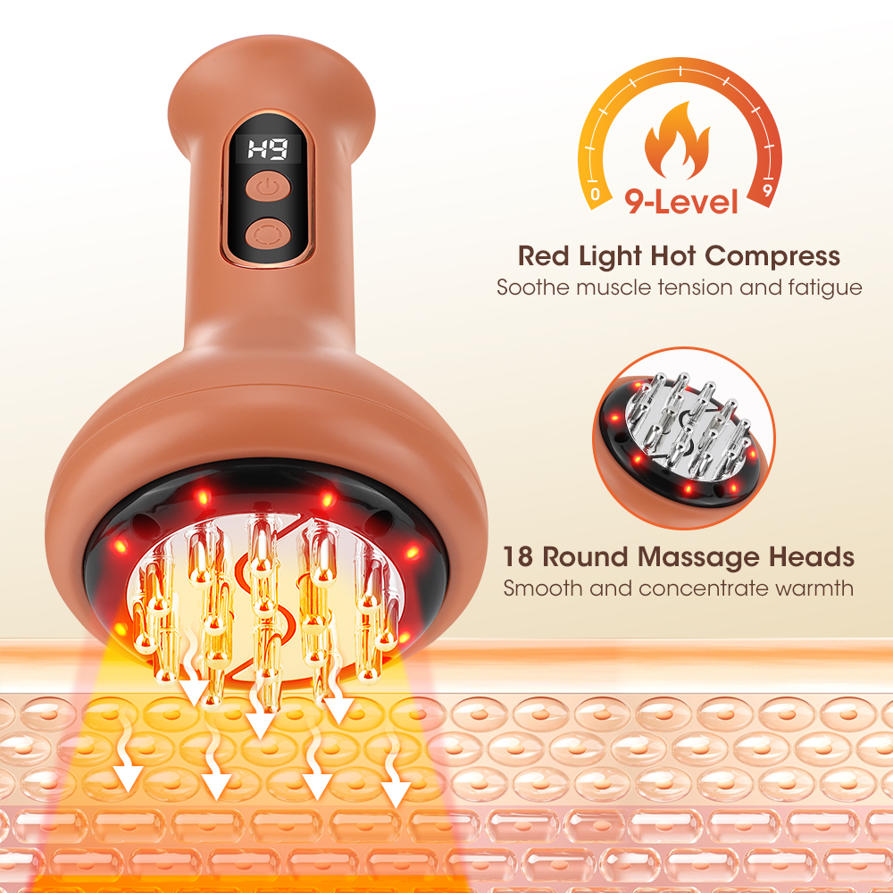 Electric GuaSha Lymphatic Drainage Heating Microcurrent Meridian Massage Brush Anti Cellulite Massager For Body Slimming Device