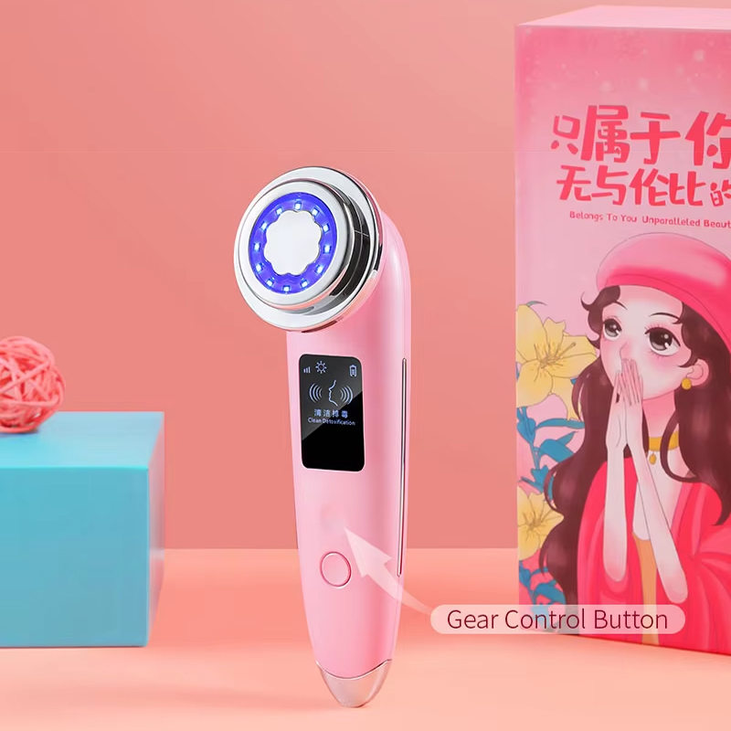 New Arrival Glow Bio-Electric Skin Tightening Rejuvenation Facial Vibration Massage Device Hot Cold Face Lift Massager US Plug