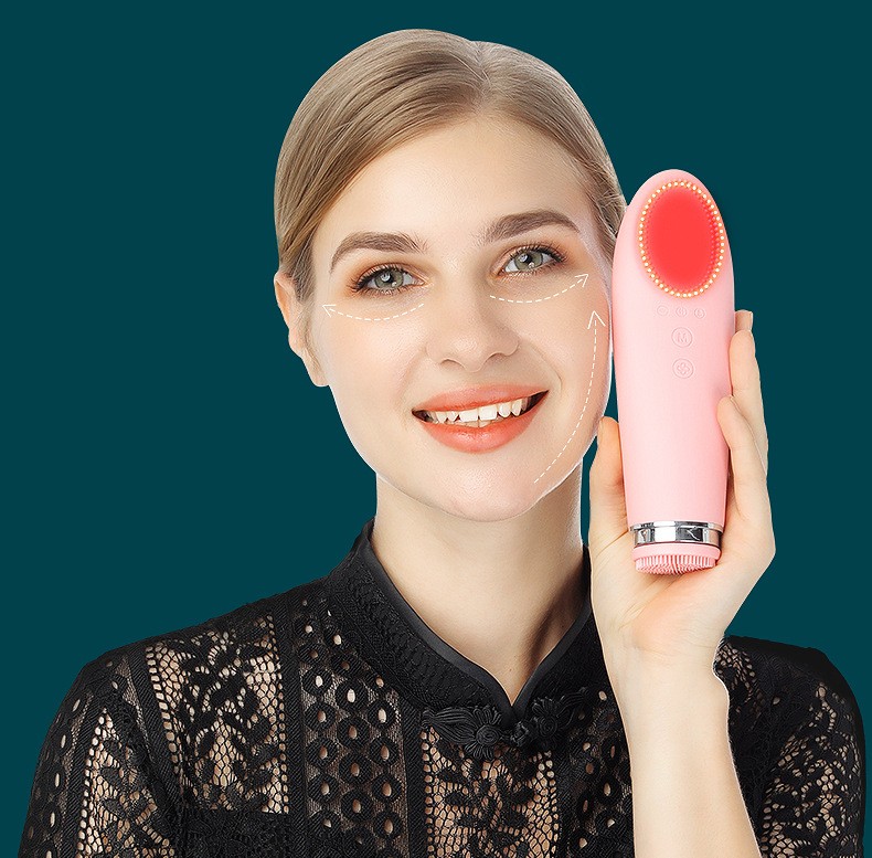 Electric Facial Cleansing Brush Clean and Warm Massage Multifunctional Facial and Eye Hot Compress Massager Beauty Device