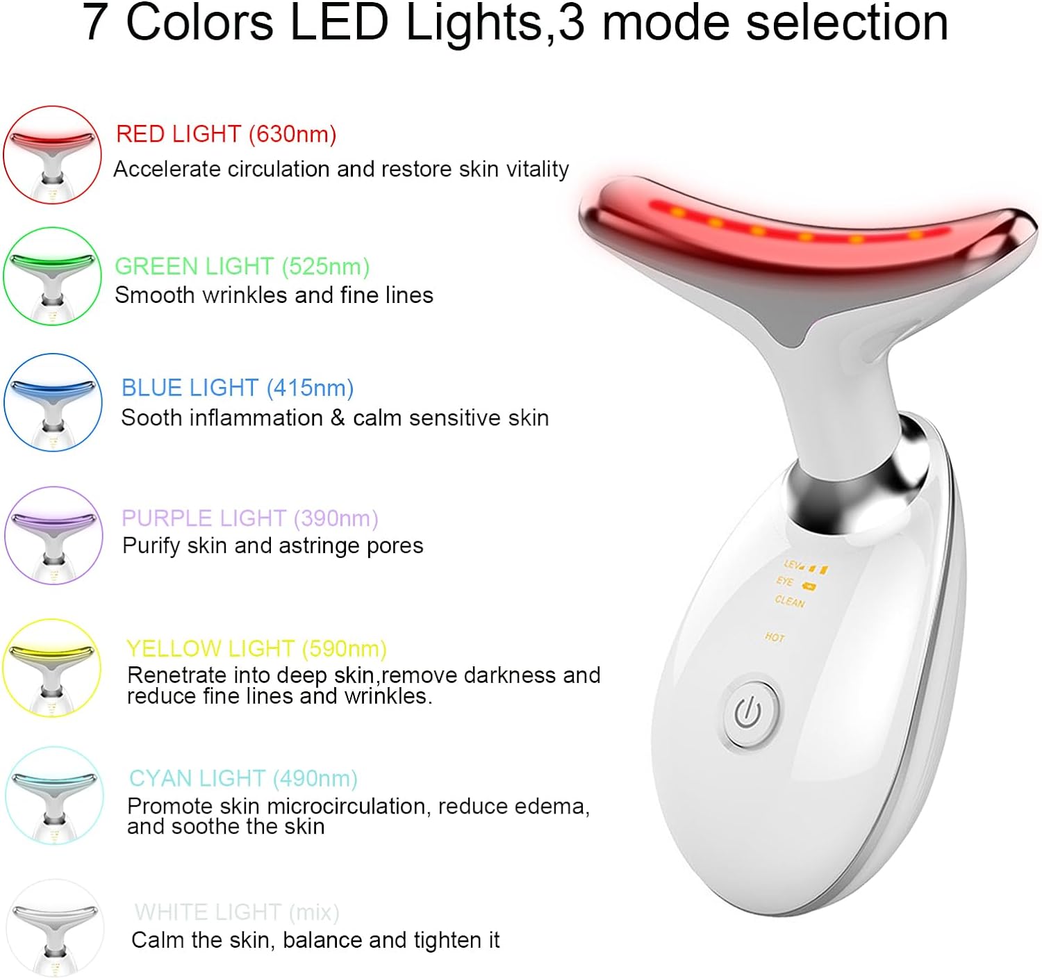 7 in 1 Electric Hot Cold Face Neck Lifting Massager Multifunctional Facial Beauty Device for Skin Care
