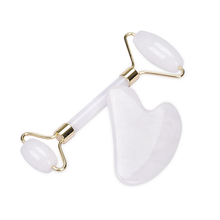 White Jade Roller and Gua Sha Set, Facial Lift and Contouring Tool for Skin Tightening Anti-Aging and Radiant Glow