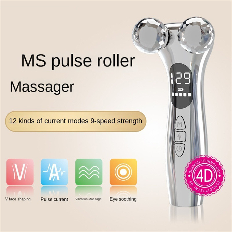 Double Roller Face Massager ABS &amp; Stainless Steel Electric Skin Tightening V Face Lifting Device Portable 12 Modes Facial Device