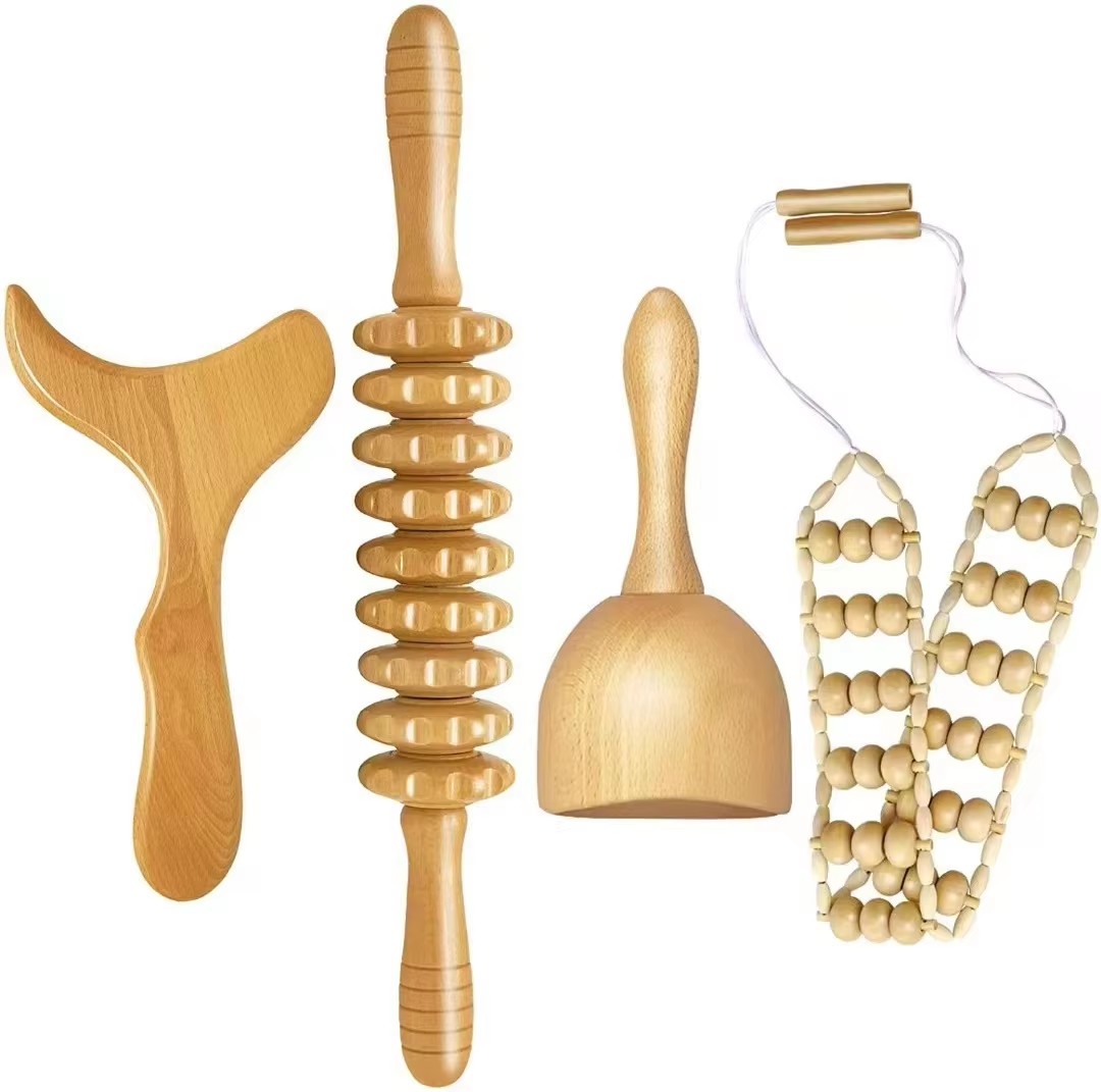 Hot Selling Professional Anti-cellulite Maderotherapy Body Lymphatic Drainage Wood Therapy Massage Tool Kit For Back Neck Face