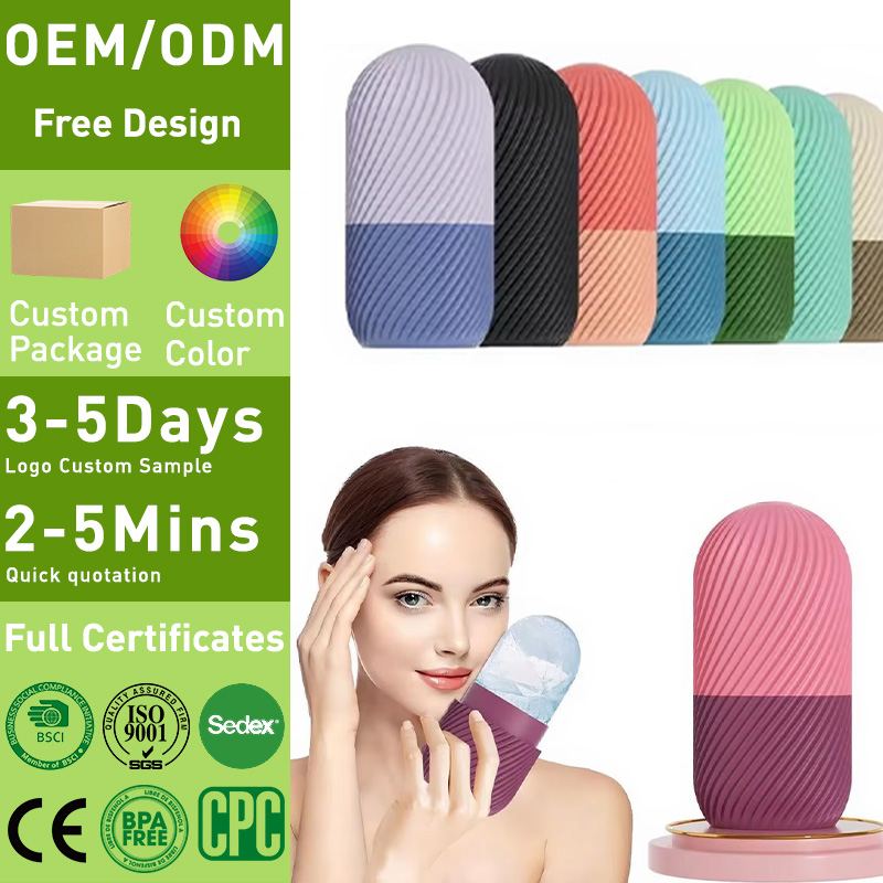 ODM Custom Made Silicone Face Ice Cube Roller Beauty Skin Care Ice Face Roller Massager, Ice Roller Mold Silicone Mold For Face