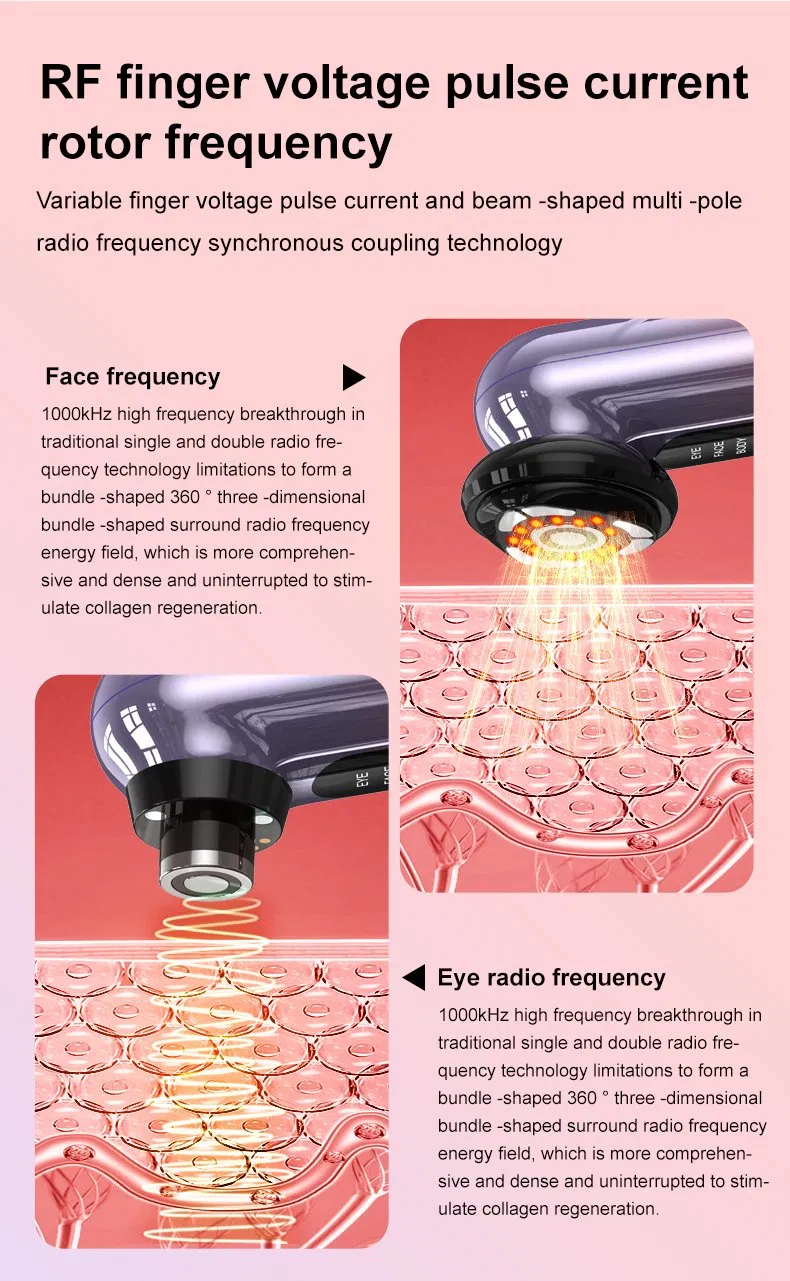 EMS RF LED Beauty Handheld Massage Tightening Anti Aging Wrinkle Two Head Facial Massager Image 4