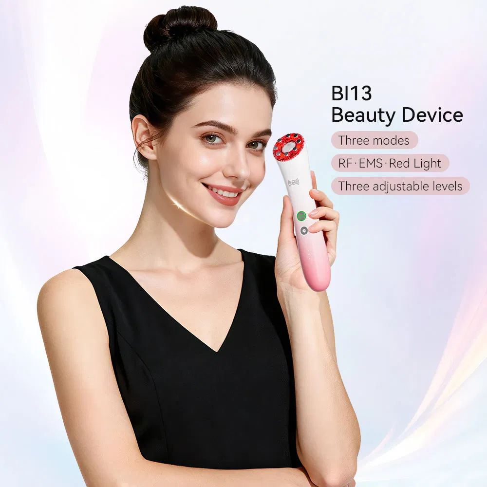 Professional Wholesale Custom 3-in-1 EMS Microcurrent Red Light Therapy Face Neck Lifting Tightening Skin Rejuvenation Facial Care Beauty Device for Home Use
