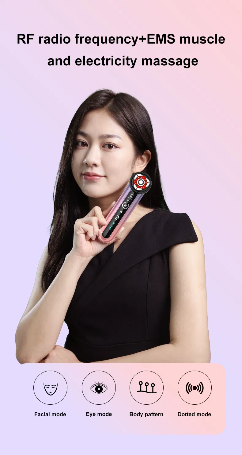 EMS RF LED Beauty Handheld Massage Tightening Anti Aging Wrinkle Two Head Facial Massager Image 3