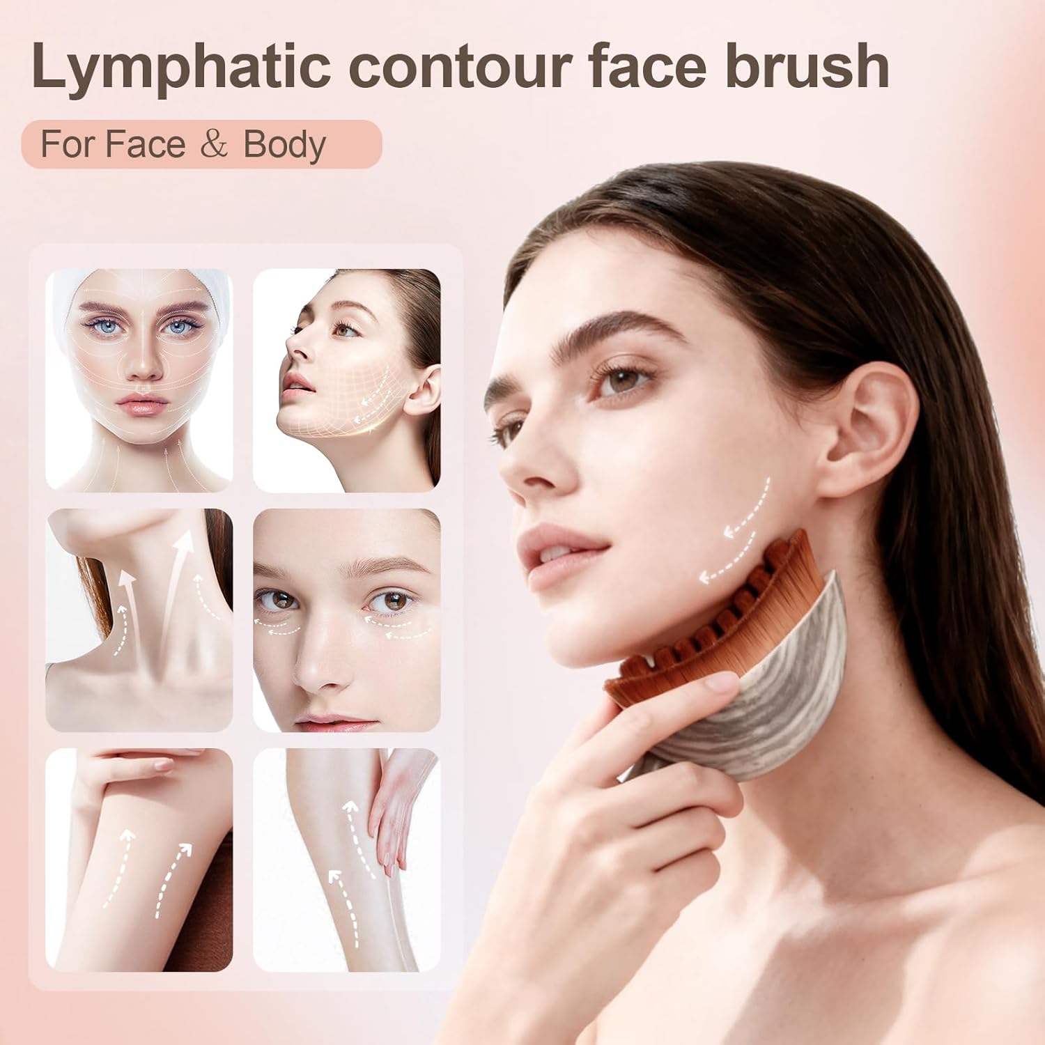 Stainless Steel Lymphatic Face Brush Gua Sha Set Face Roller Lymphatic Drainage Massage Kit Jawline Sculpting Reducing Puffiness
