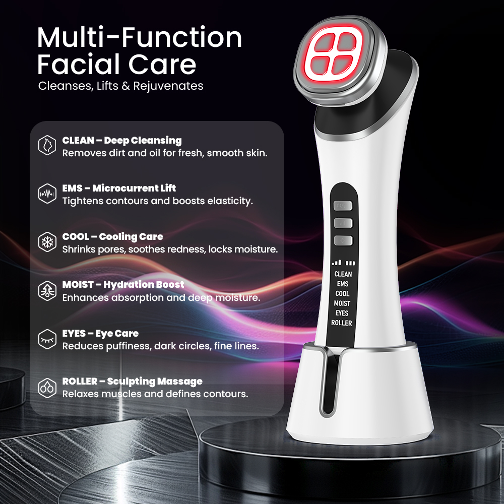 6In 1 Multifunctional Facial Roller Massager Slimming Contouring Jawline Chin Neck Toning Rejuvenating Skincare Styling Wand