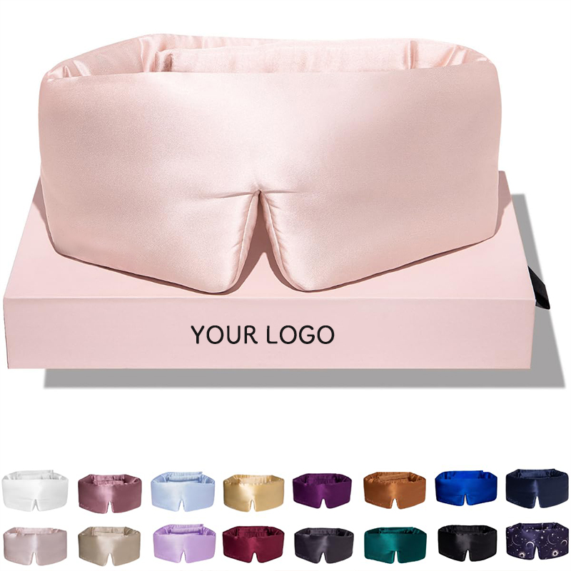 Custom 100% Mulberry Sleep Silk Eye Mask Large Size Silk Sleep Mask With Adjustable Magic Tape Strap