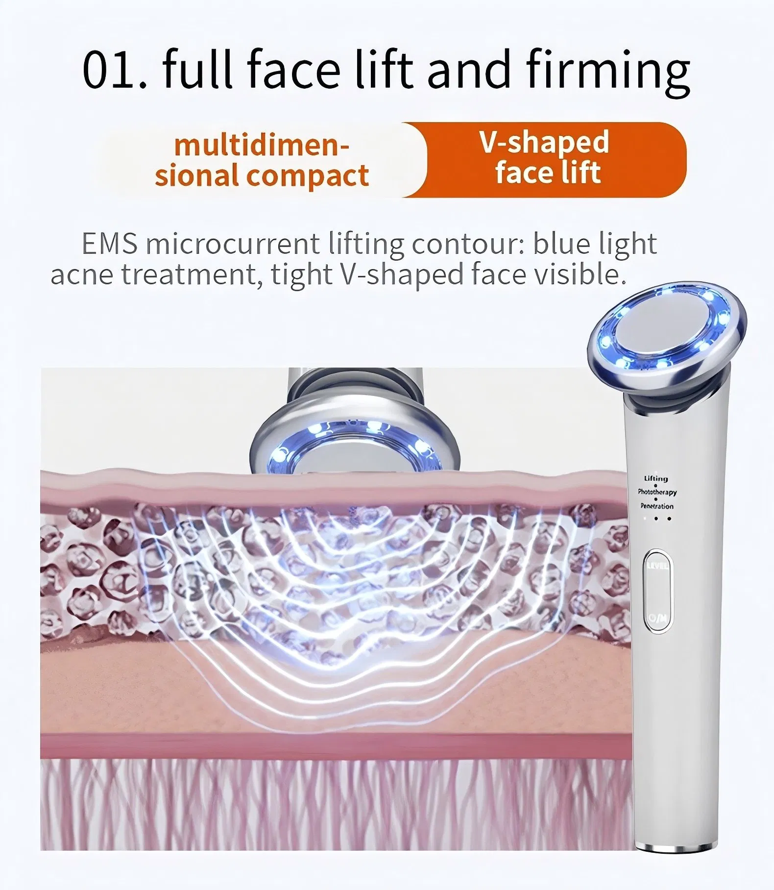 Home Use Beauty Equipment EMS Microcurrent Facial Toning Skin Care Rejuvenation Device