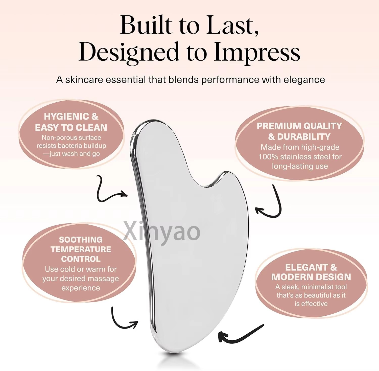 Custom Logo Stainless Steel Gua Sha Facial Massage Tool Face Sculpting Jawline Shaper Double Chin Reducer Lymphatic Drainage