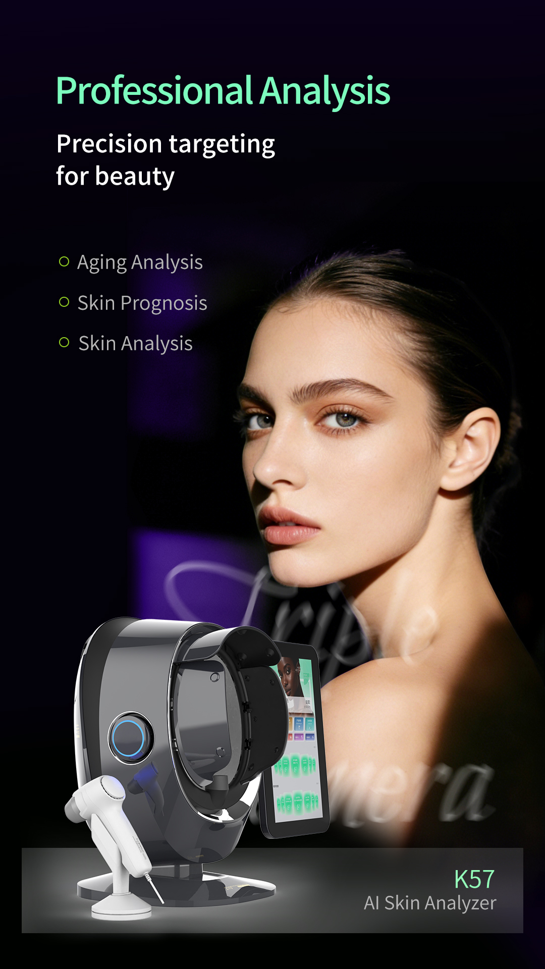 2026 3D Facial Skin Test Scanner Analyzer Ai Smart Detector Magic Mirror 15.6" Touch Screen Home Wrinkle &amp; Acne Analysis WiFi